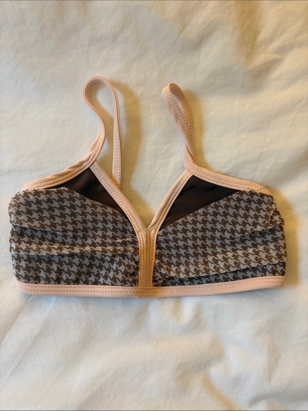 Peach Trim Houndstooth Dance Top